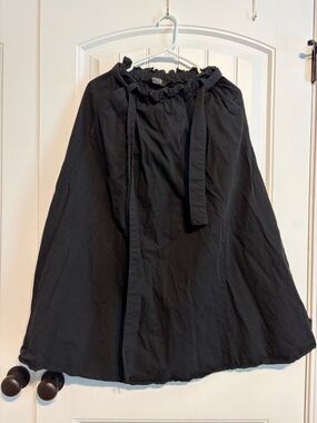 Black Tiered A-Line Skirt with Tie Waist